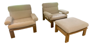 Armchairs and Ottoman attributed to Rolf Benz, Germany, 1980s, Set of 3