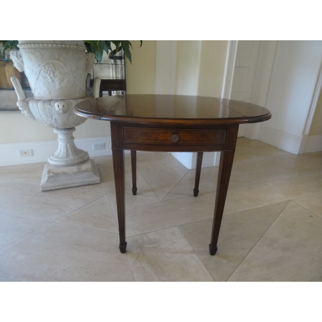 Mid 20th Century Elegant Banded Inlay American Dropleaf Pembroke Table For Sale - Image 13 of 13