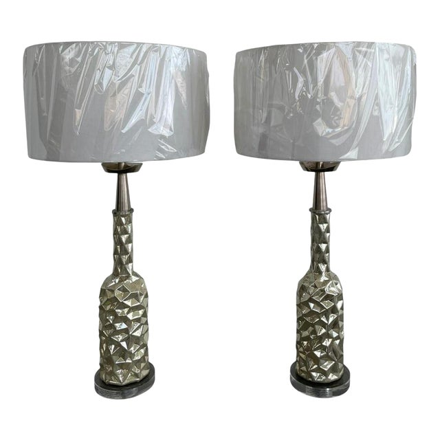 Mercury Glass Faceted Table Lamps from Mr..Brown - a Pair For Sale