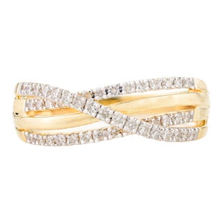 Crossover Natural Diamond Engagement Ring Size 5 For Sale
