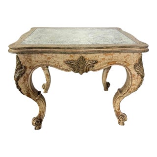 Antique Continental Giltwood Coffee Table With Original Foxed Mirror For Sale