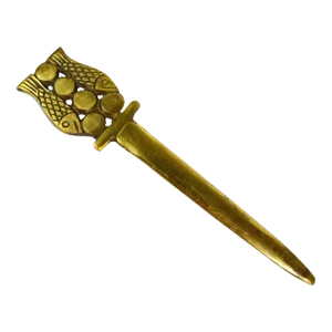 1966 Solid Brass Terra Sancta Stratum Double Fish Envelope Opener Made in Israel