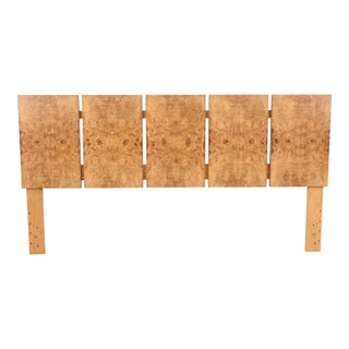 Milo Baughman Style Burl Wood King-Size Headboard For Sale