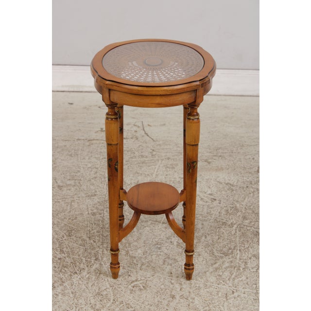 Adams Style Cane & Glass Top Paint Decorated Table For Sale - Image 4 of 15