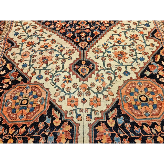 19th Century Persian Farahan Sarouk Rug, Handwoven Floral Patter, Ivory & Blue, 5’ X 7’ For Sale - Image 12 of 12
