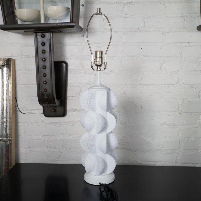 1980s Composition Modern Motif Table Lamps - a Pair For Sale - Image 4 of 9