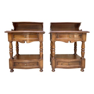 Mid 20th Century Spanish Wood Nightstands, Set of 2 For Sale