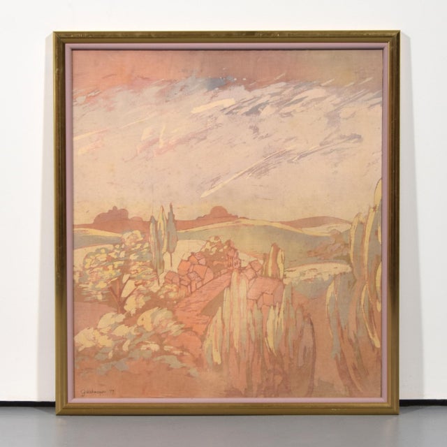 1970s Original Signed J. Wehmeyer Batik Landscape Paintings, Framed - Set of 2 For Sale - Image 4 of 12