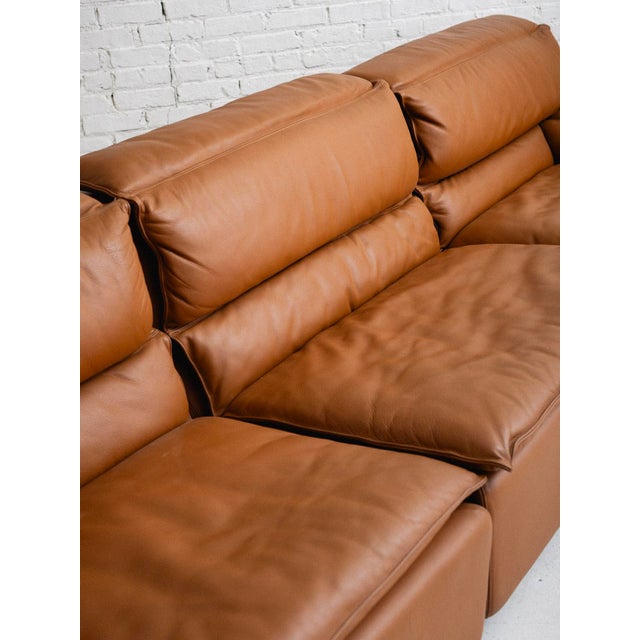 Mid-Century Modern Carlo Bartoli Modular Sofa in Cognac Leather for Rossi Di Albizzate For Sale - Image 3 of 8