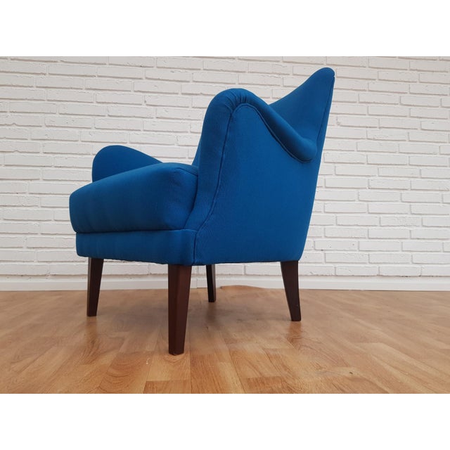 Danish Wool & Beech Armchair, 1970s For Sale - Image 11 of 13