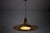 Mid-century teak and brass pendant lamp, italy, 1960s. This distinctive ceiling light combines a wide circular brass shade...