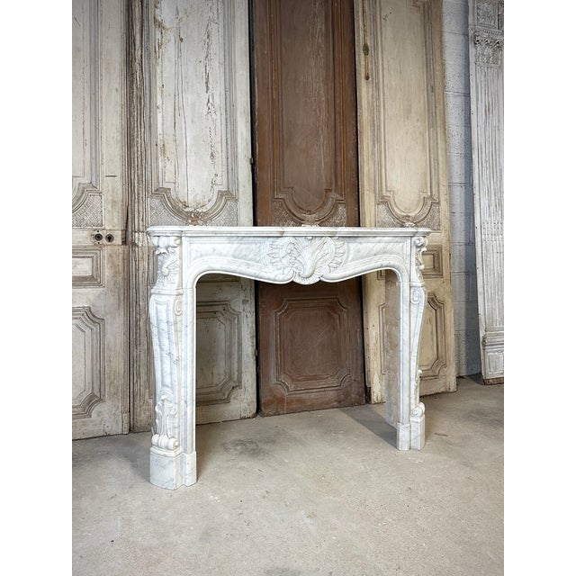 Stone French White Marble Fireplace, 1880 For Sale - Image 7 of 17