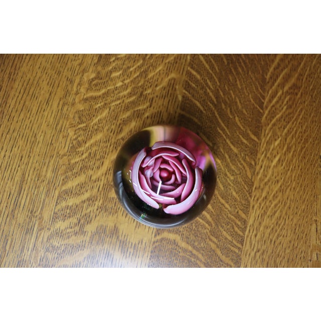 Art Glass Pink Rose Paperweight For Sale In Philadelphia - Image 6 of 7