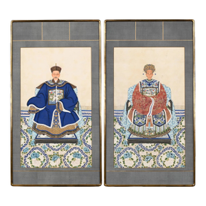 Early 20th Century Large Chinese Ancestor Portraits - a Pair