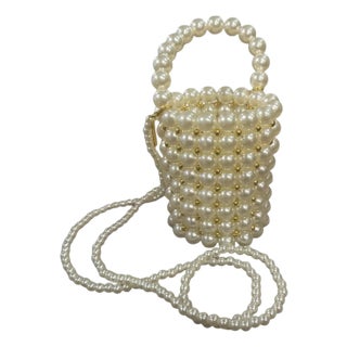 21st Century Never Used Faux Pearls and Brass Minaudière by Coppola E Toppo For Sale