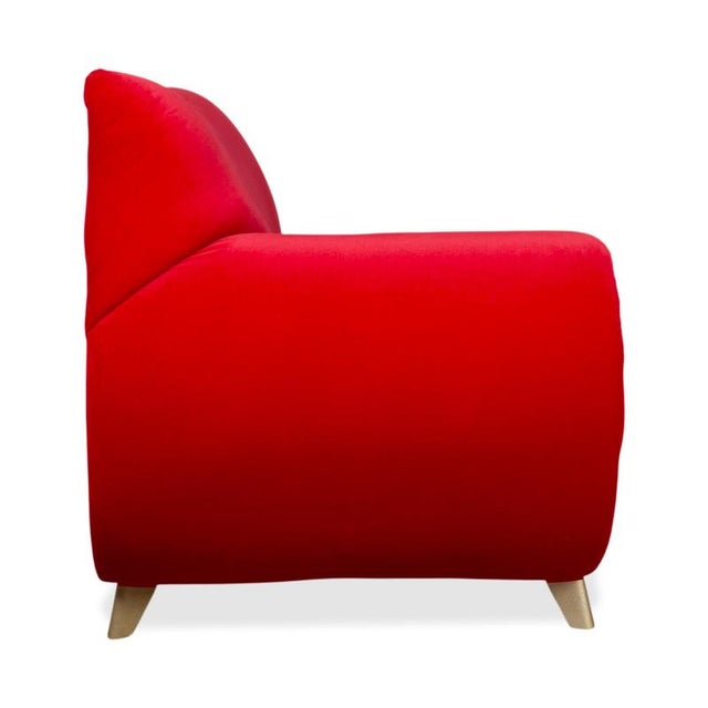 Red Velvet Fabric Three-Seater Sofa from Bretz Gaudi For Sale - Image 10 of 13