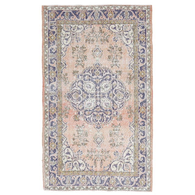 1970s Turkish Oushak Handmade Wool Cotton Pink Area Rug For Sale - Image 10 of 10