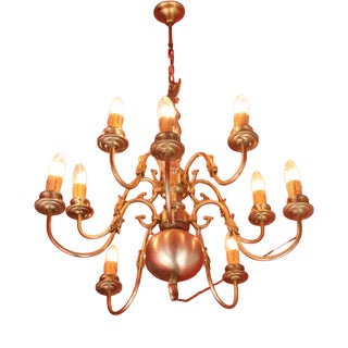 Flemish White Metal 2-Tiered Chandelier For Sale