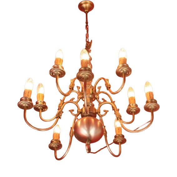 Flemish White Metal 2-Tiered Chandelier For Sale