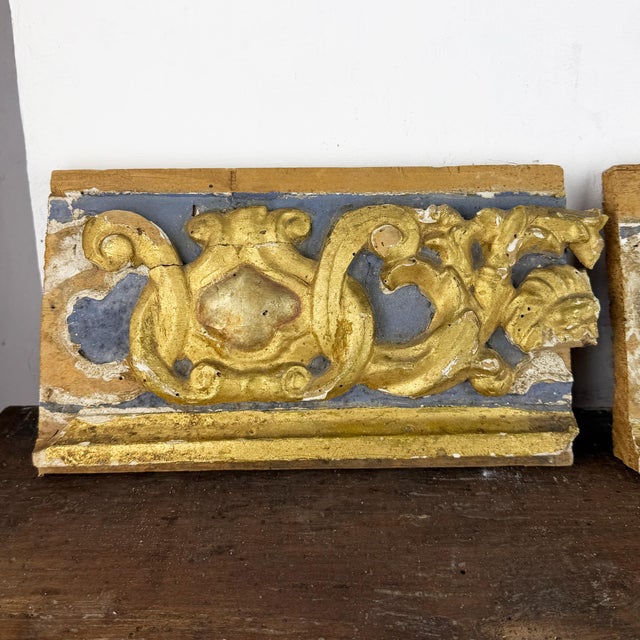 Rococo Baroque Italian Architectural Carved Wood Fragments, 1700s, Set of 2 For Sale - Image 3 of 12
