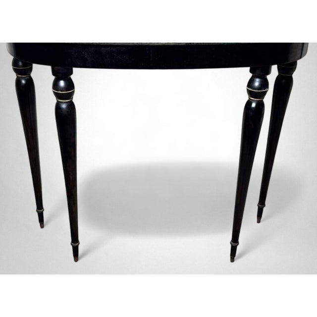 Italian Console Table 1950s in Ebonized Wood and Verde Alpi Marble For Sale - Image 6 of 18