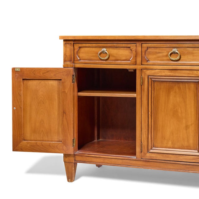 Late 20th Century Kindel Furniture French Regency Fruitwood Breakfront Bookcase Cabinet Credenza For Sale - Image 12 of 18