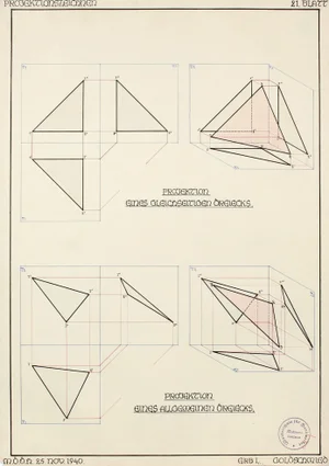 1940 Watercolor and Ink Engineering Study