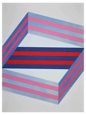Renato Livi, Striped Composition, Original Lithograph, 1971