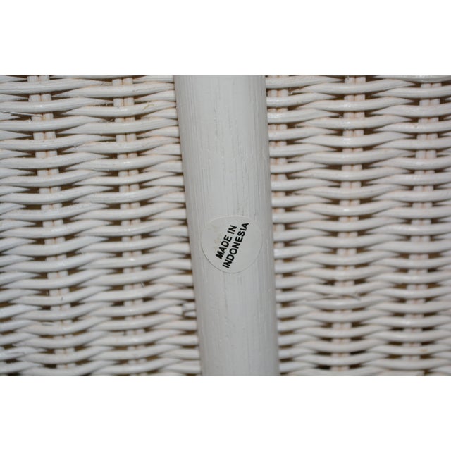 Vintage White Wicker Square Side / End Table With Lower Shelf For Sale - Image 12 of 13