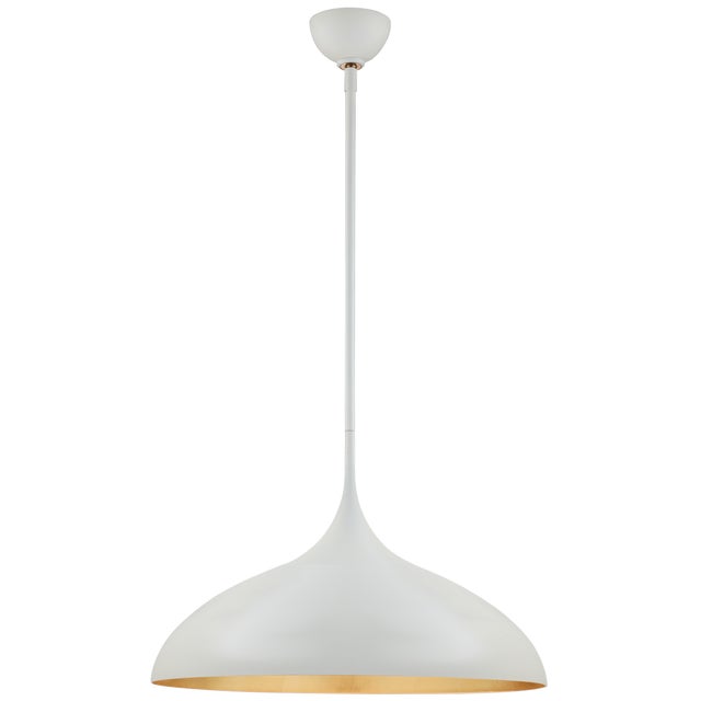 Agnes Large Pendant in Plaster White with Gild Interior Designer: AERIN Fixture Height: 13.5" Min. Custom Height: 21" O/A...