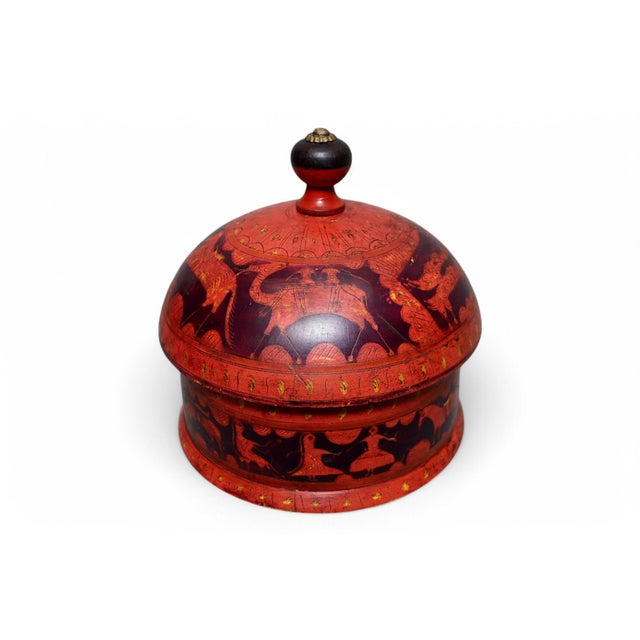Vintage Handpainted Wooden Lacquerware Spice Box,, 1950s For Sale - Image 3 of 13