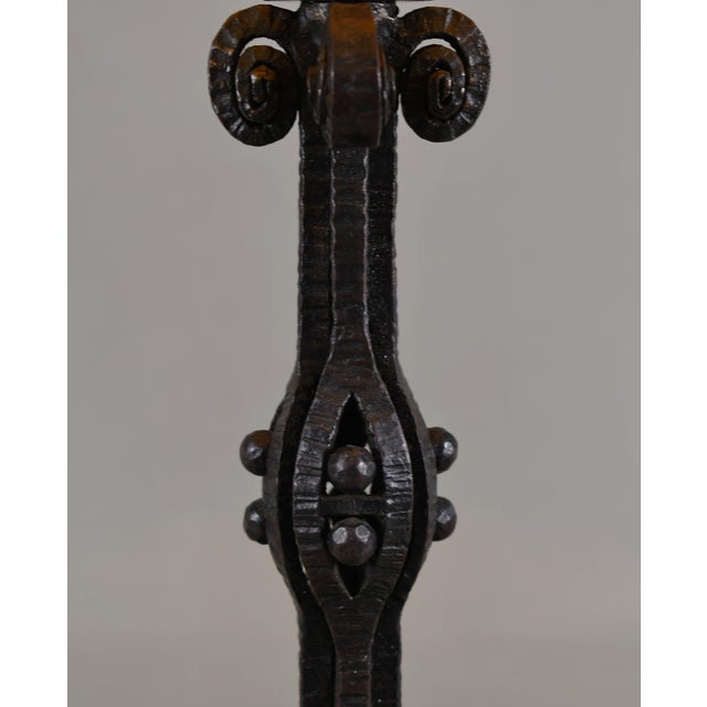 1920s French Art Deco Daum Table Lamp Yellow Burgundy Mottled Glass Wrought Iron For Sale - Image 6 of 8