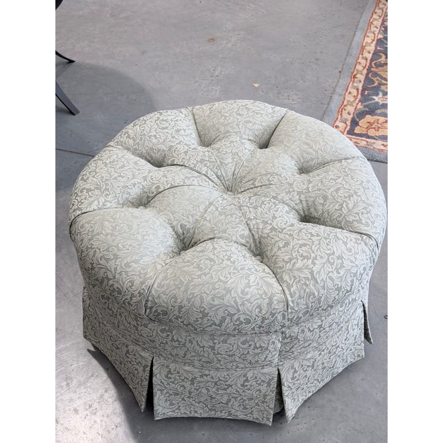 Beachley Tufted Barrel-Back Swivel Chairs With Matching Ottoman For Sale - Image 9 of 12
