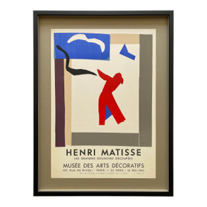 Henri Matisse Vintage 1961 Mourlot Fine Art Lithograph Print Framed Mid Century Modernist Paris Exhibition Poster " Le Danseur " 1937
