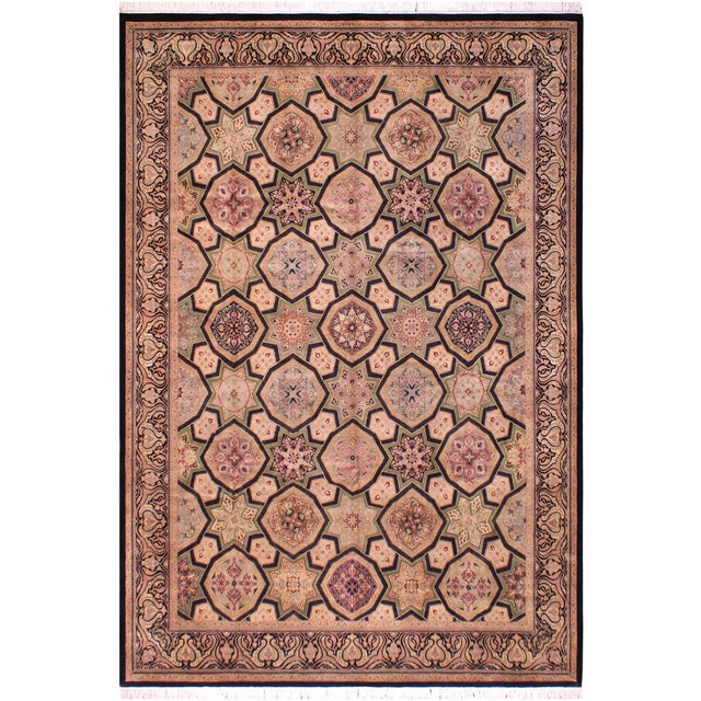 1990's Abstract Pak-Persian Black/Multi Wool Rug - 9'1'' X 12'1'' For Sale - Image 9 of 9