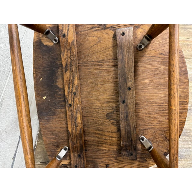 Antique Barrel Back Oak Pub Chairs Captain’s Chairs - Pair For Sale - Image 9 of 11