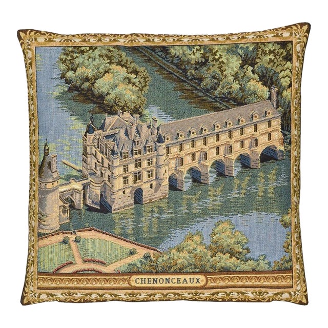 Château Chenonceaux Tapestry Cushion With Feather Filler - 46x46cm (18"x18") For Sale