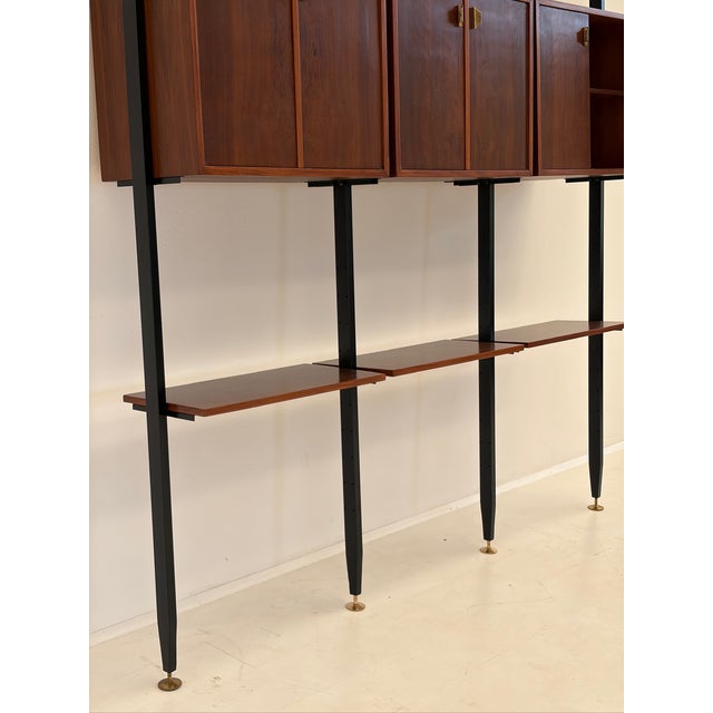 Black Vintage Bookcase in Wood with Metal and Brass Tips, 1970s For Sale - Image 8 of 18