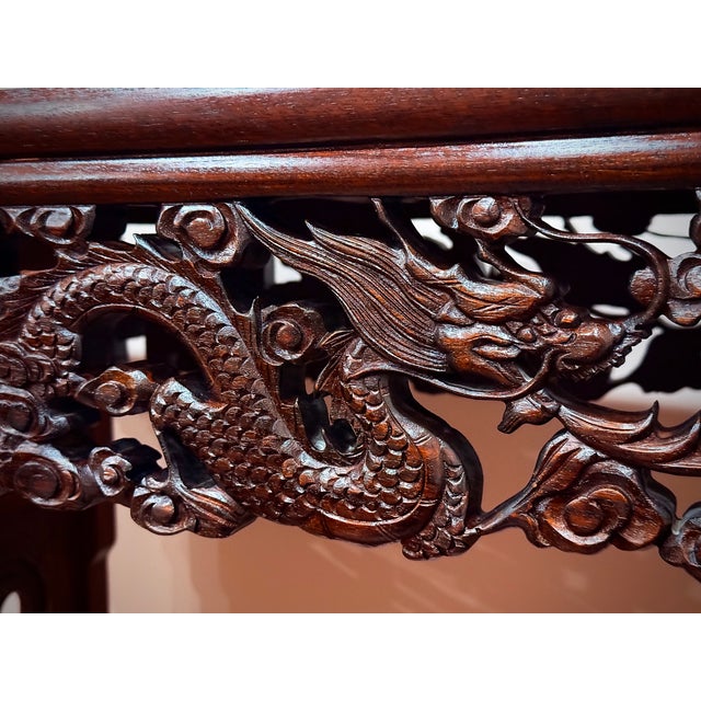 Mid-century Chinese carved rosewood altar table (翘头案) by Genghis Khan Furniture, made in Taiwan (R.O.C.). Purchased in San...