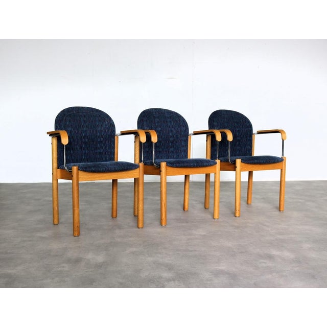 Blue Vintage Armchair from Kinnarps, Sweden, 1980s, Set of 3 For Sale - Image 8 of 8
