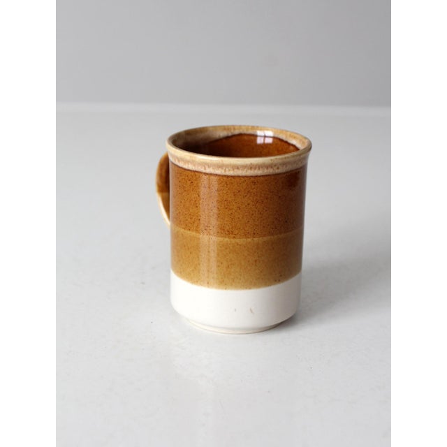 Vintage 1970s Brown Tan and Cream Ceramic Coffee Mug For Sale - Image 11 of 12