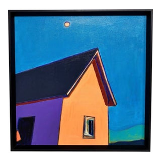 Untitled House in Moonlight, Oil Painting by Elizabeth Payne b.1948 For Sale