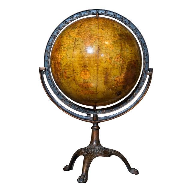 World Map Globe from Weber Costello, 1920s For Sale