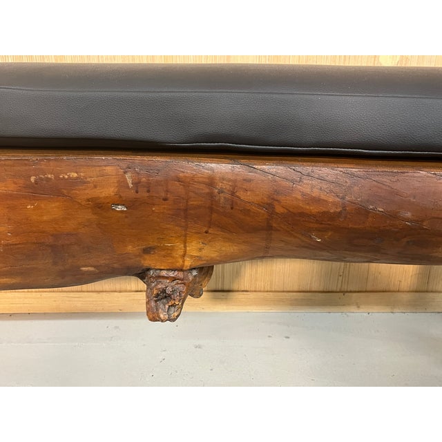 Sculptural Organic Modern Solid Wood Bench With Cushion For Sale - Image 10 of 10