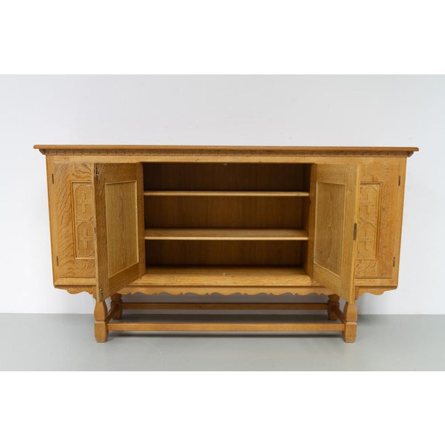 1960s Mid-Century Brutalist Danish Oak Sideboard by Henning Kjærnulf for EG, 1960s For Sale - Image 5 of 18
