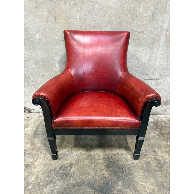 Vintage Leather Club Chair Oxblood Red Nailhead Regency Designer For Sale In San Francisco - Image 6 of 11