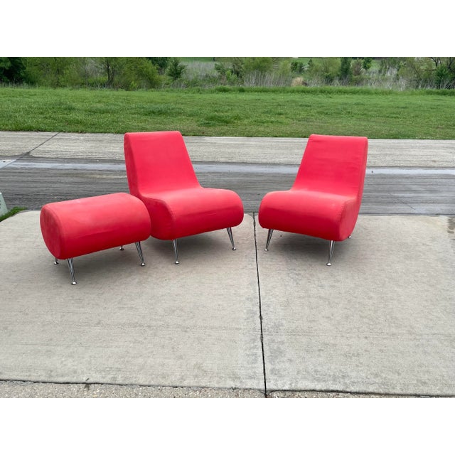 Mid Century Modern Lounge Chairs & Ottoman - 3 Pieces For Sale - Image 10 of 11