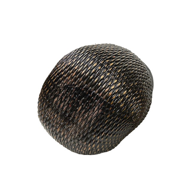 Vintage Oriental Handmade Black Rattan Bamboo Open Basket For Sale In San Francisco - Image 6 of 6