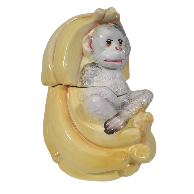 For your consideration this absolutely adorable hand painted ceramic monkey and banana cookie jar. Features a whimsically...