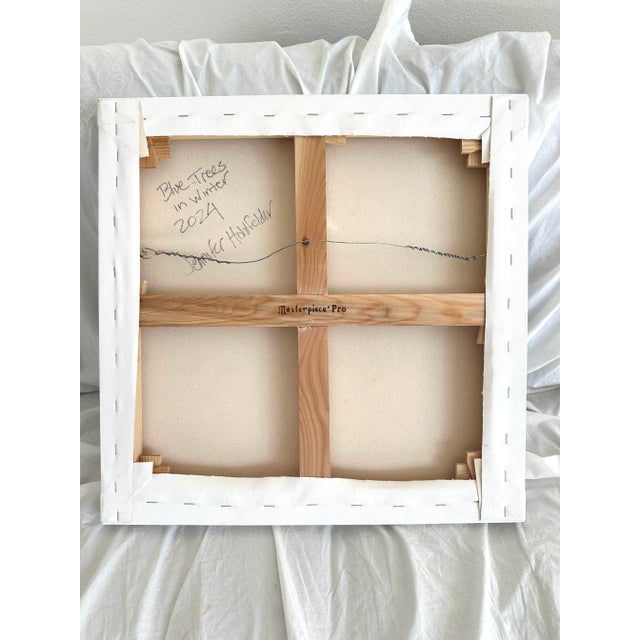 "Blue Trees in Winter" Modern Oil Painting, by Jennifer Hohlfelder For Sale - Image 4 of 8